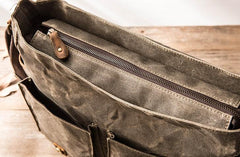 Waxed Canvas Messenger Bags for men Vintage Shoulder Bag for men