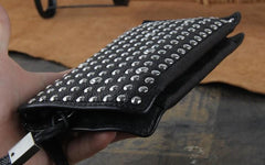 Genuine Leather Mens Clutch Cool Slim Wallet Long Zipper Clutch Wristlet Wallet for Men - imessengerbags