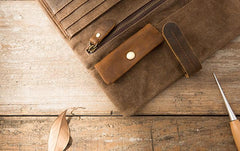 Cool Canvas Leather Mens Long Wallet Long Wallet for Men - imessengerbags