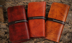 Handmade Leather Mens Clutch Wallet Cool Leather Wallet Long Phone Wallets for Men