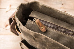 Waxed Canvas Messenger Bags for men Vintage Shoulder Bag for men