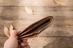 Cool Leather Vintage Mens Slim Small Wallets Zipper billfold Wallets for Men - imessengerbags
