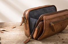 Cool Leather Mens Small Messenger Bags Shoulder Bags for Men