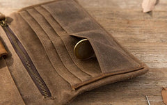 Cool Canvas Leather Mens Long Wallet Long Wallet for Men - imessengerbags