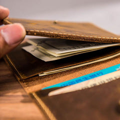 Leather Men Slim Small Wallet Bifold Small Vintage Wallet for Men - imessengerbags