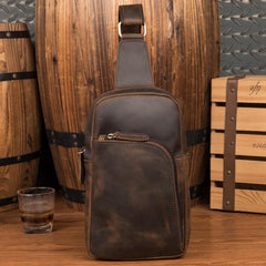 Leather Mens Cool Sling Bag Crossbody Bag Chest Bag for men - imessengerbags