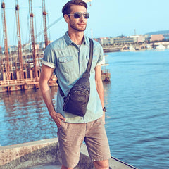 Leather Mens Cool Sling Bag Crossbody Bag Chest Bag for men - imessengerbags