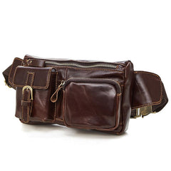 Vintage Leather Fanny Pack Mens Waist Bag Hip Pack Belt Bag for Men