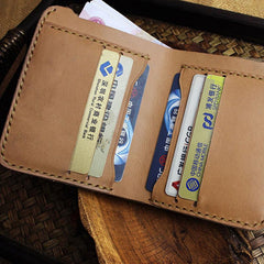 Handmade Leather Floral Mens Cool Slim Leather Wallet Men billfold Wallets Bifold for Men - imessengerbags