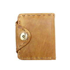 Dark Brown Handmade Leather Mens Card Wallet Small Bifold Card Holder Front Pocket Wallet For Men - imessengerbags