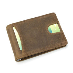 RFID Brown Leather Men's Small Wallet billfold Wallet Black Front Pocket Wallet For Men - imessengerbags