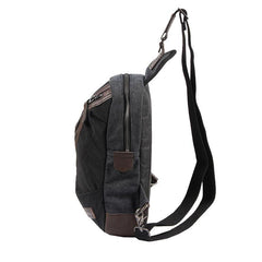 Black Canvas Sling Backpack Men's Sling Bag Green Chest Bag Canvas One shoulder Backpack For Men