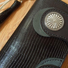 Handmade Leather Biker Wallet Mens Cool Chain Wallet Trucker Wallet with Chain