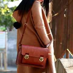 Handmade Vintage Coffee Leather Mens Camera Shoulder Bags Camera Messenger Bag for Men - imessengerbags