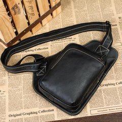 Dark Brown Leather Mens Cool Sling Bag Crossbody Pack Black Chest Bag for men - imessengerbags