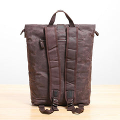 Waxed Canvas Mens Womens 14'' Travel Backpack Roll Up Backpack School Backpack for Men - imessengerbags