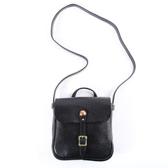 Casual Black Leather Mens Cool Square Side Bag Messenger Bag Vertical Brown Small Postman Courier Bag for Men - imessengerbags