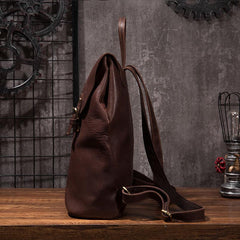 Vintage Mens Coffee Leather Backpack Travel Backpack Leather Hiking Backpack for Men - imessengerbags