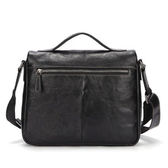 Fashion Black Leather Men's Professional Briefcase Handbag Black Side Bag Shoulder Bag For Men - imessengerbags