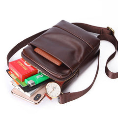 Fashion Brown Leather Men's Belt Pouch Belt Bag Black Mini Side Bag For Men - imessengerbags