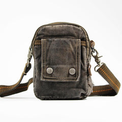 Canvas Black Mens Small Vertical Postman Bag Belt Pouch Messenger Bags Belt Bag For Men - imessengerbags