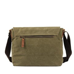 Black Canvas Leather Mens Side Bag Messenger Bags Army Green Canvas Courier Bag for Men