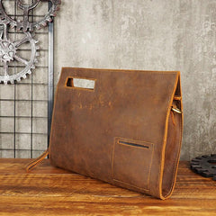 Cool Leather Mens Leather Large Clutch Wristlet Bag Shoulder Bag Side Bag for Men - imessengerbags