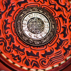 Handmade Leather Small Tibetan Tooled Mens billfold Wallet Cool Chain Wallet Biker Wallet for Men