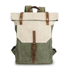 Casual Waxed Canvas Green Men's Travel School Backpack Laptop Backpack For Men - imessengerbags