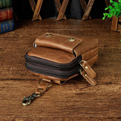 Leather Mens WAIST POUCH with Belt Loop Cell Phone Holster Belt Pouch for Men - imessengerbags