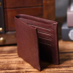 Genuine Leather Mens Cool billfold Leather Wallet Men Small Wallets Bifold for Men - imessengerbags