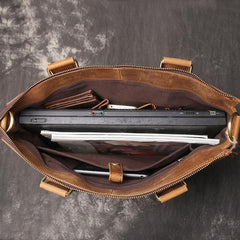Leather Mens Briefcase 13inch Laptop Handbag Work Bag Business Bag Shoulder Bag For Men - imessengerbags