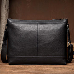 Cool Black Leather Mens Postman Bag Messenger Bags Side Bag Courier Bags for Men