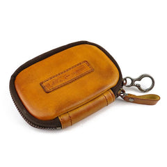 Cool Black Leather Men's Key Wallet Zipper Car Key Holder Card Wallet For Men - imessengerbags