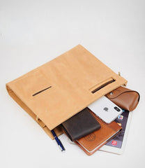 Brown Leather Men's File Bag Clutch Bag Side Bag Wristlet Bag For Men - imessengerbags