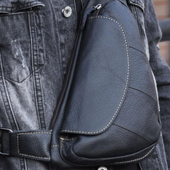 Genuine Leather Mens Cool Chest Bag Sling Bag Crossbody Bag Travel Bag Hiking Bag for men - imessengerbags