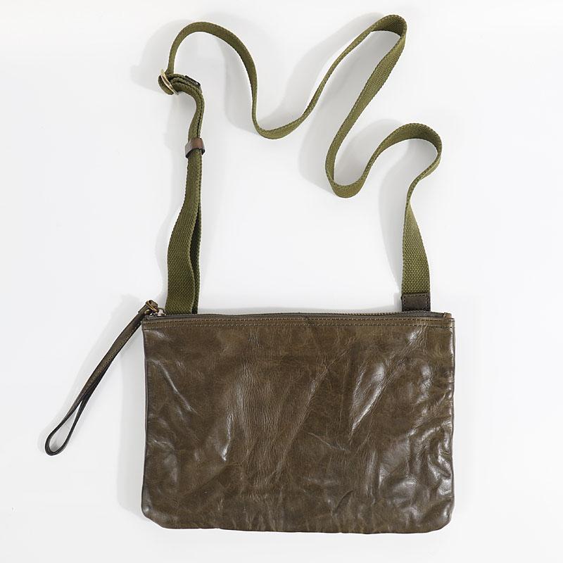 Casual Green Leather Mens Small Side Bag Messenger Bag Brown Post Bag Courier Bags for Men - imessengerbags