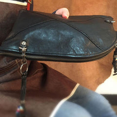 Genuine Leather Braided Mens Clutch Cool Slim Shoulder Bag Zipper Clutch Wristlet Wallet for Men - imessengerbags