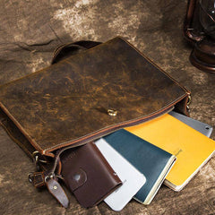Cool Vintage Brown Leather Mens Messenger Bag Side Bag Work Bag Shoulder Bag for Men
