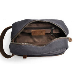 Cool Canvas Leather Mens Zipper Wristlet Bags Vintage Clutch Zipper Bags for Men