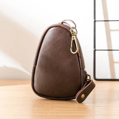 Black Leather Mens Small Car Key Wallet Brown Key Holder Coin Purse For Men - imessengerbags
