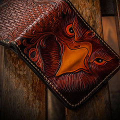 Handmade Leather Eagle Tooled Mens billfold Wallet Cool Leather Wallet Slim Wallet for Men - imessengerbags