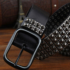 Genuine Leather Punk Rock Biker Trucker Mens Belt Men Black Coffee Belt for Men - imessengerbags