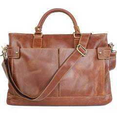 Vintage Dark Brown Mens Leather Briefcase Work Handbags Brown 14'' Computer Briefcase For Men - imessengerbags