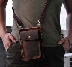 Leather Belt Pouch Mens Small Cases Waist Bag Hip Pack Belt Bag Fanny Pack Bumbag for Men - imessengerbags