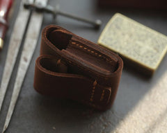 Brown Handmade Leather Mens Zippo Lighter Case With Belt Loop Zippo  Standard Lighter Holders For Men