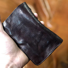 Handmade Genuine Leather Mens Cool Slim Leather Wallet Men Small Wallets Bifold for Men