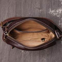 Men's Black Leather Small Messenger Bag Small Side Bag Black Courier Bag For Men