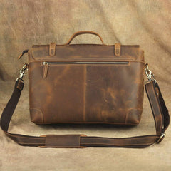Brown Leather Men's Professional Briefcase 14‘’ Laptop Handbag Business Bag For Men - imessengerbags