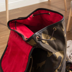 Camouflage Canvas Leather Mens Large 14'' Laptop Backpack College Backpack Hiking Backpack for Men - imessengerbags